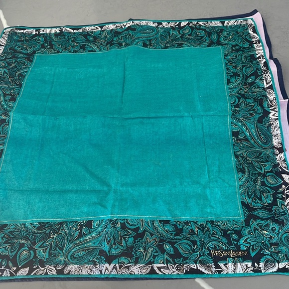Yves Saint Laurent Turquoise Paisley Scarf - Picture 3 of 3